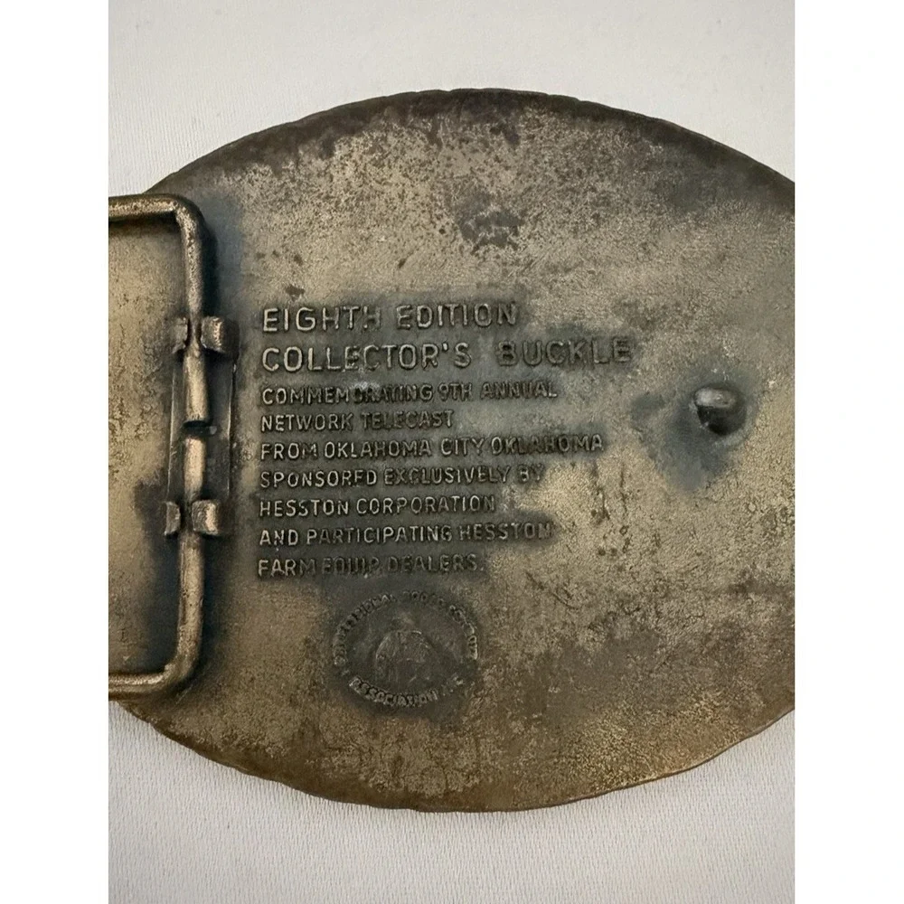 1982 Hesston National Finals Rodeo NFR Belt Buckle 8th Edition Cowboy Brass
